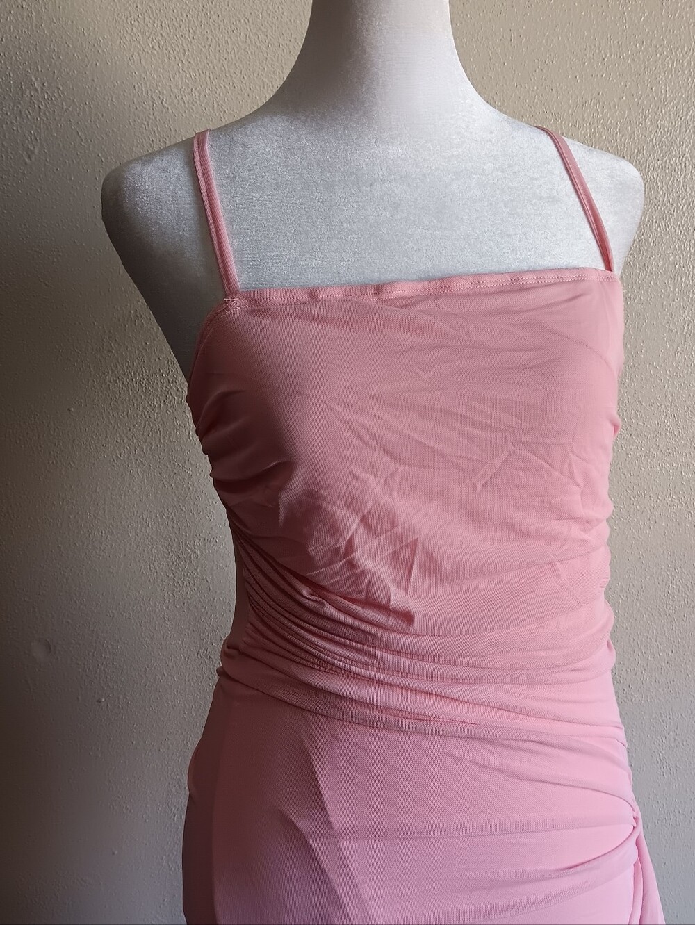 Pink Fairy Ruched Adjustable Spaghetti Strap Slip On Maxi Midi Dress Shein Small - Picture 5 of 11
